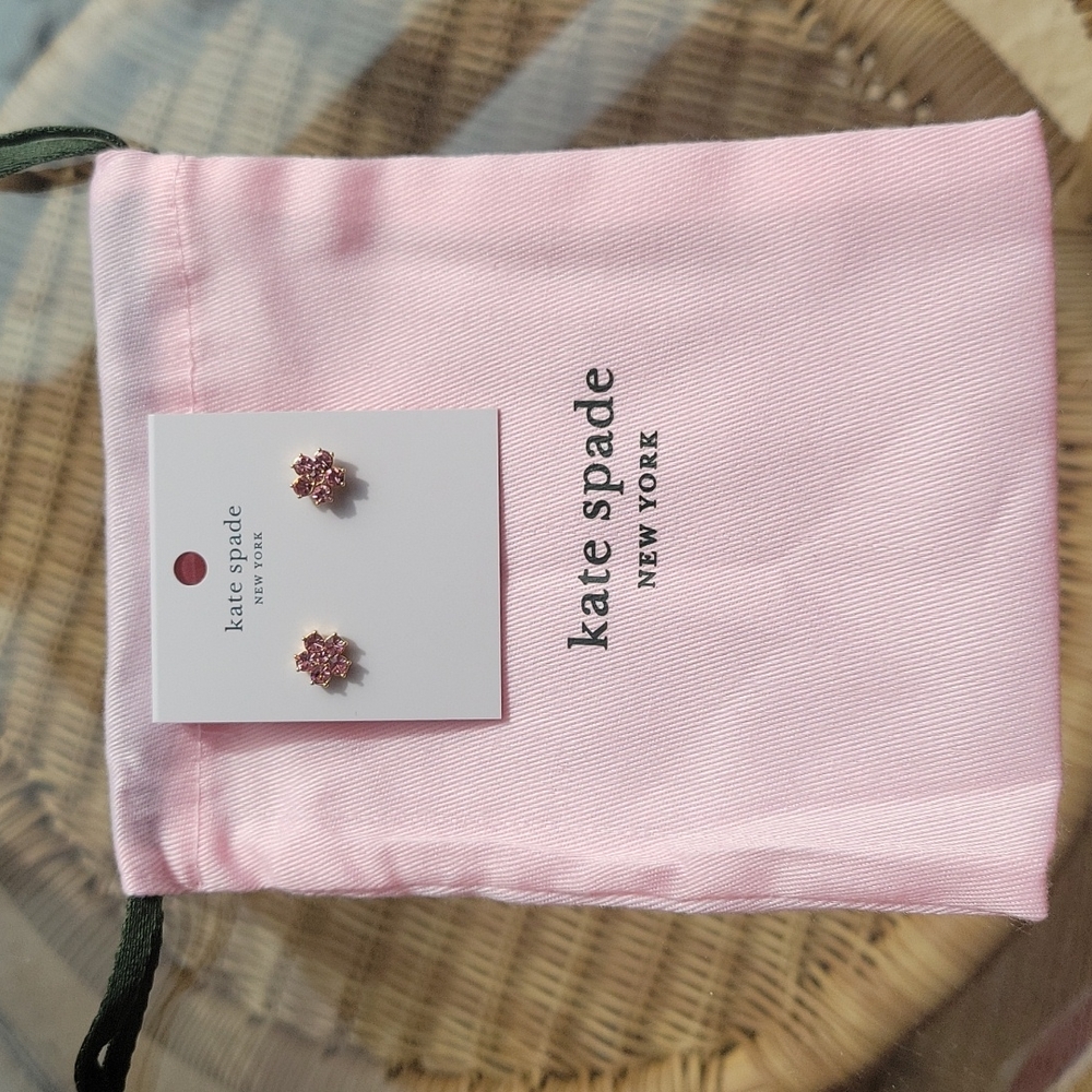 Kate Spade light pink flower stud earrings and dust bag